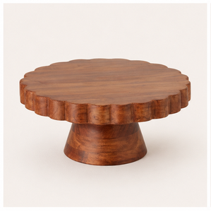 Soporte de Madera Ecológico Hecho a Mano con Borde Festoneado para Tartas, Pedestal Rústico para Exhibición de Postres en Bodas, Soporte de Madera de Una Sola Capa - Product Image 3