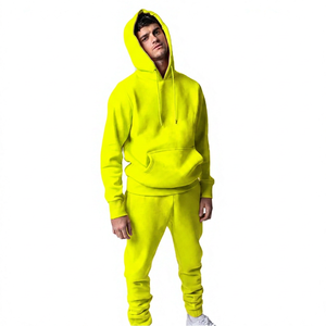 Conjunto Deportivo con Capucha Color Durazno para Hombre, 100% Poliéster Ecológico, Estilo Casual para Otoño, Diseño Sólido de Longitud Completa - Product Image 6