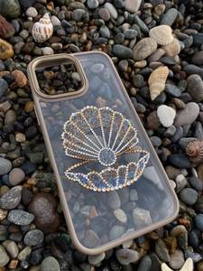 Rhinestone Sparkle Sun Motif Transparent TPU Skin Handcrafted Smartphone Back Guard Shell Floral Mobile Phone Frame <b>Protector</b> - Product Image 1