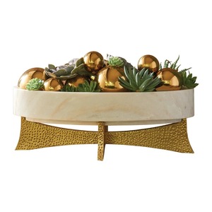 Bol décoratif en marbre et métal, idéal pour la décoration intérieure, les centres de table et les présentations élégantes, vente en gros depuis l'Inde - Product Image 1
