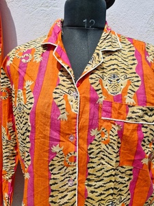 Ensembles de pyjamas à imprimé tigre, ensembles de pyjamas en coton indien, ensembles de pyjamas de nuit, robes de nuit, vêtements bohèmes, cadeaux pour elle, Wo - Product Image 2