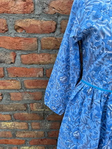 Robe longue maxi 100% coton, imprimée à la main, col en V, manches longues, motif floral, style indien décontracté, prix usine - Product Image 2