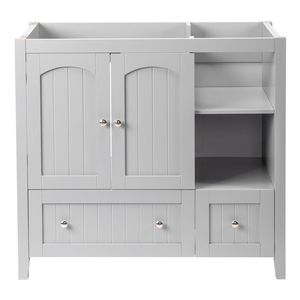 Mobile Bagno Grigio in MDF Laccato con Doppia Anta e 2 Cassetti 91x46x82cm, Lavabo con Modanatura Decorativa - Product Image 2