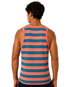 Coral Teal Striped <b>Men</b> Cotton Tank Top Sleeveless <b>Vest</b> Casual Summer <b>Beach</b> Gym Fitness Shirt Breathable Loose Fit Streetwear - Product Image 2