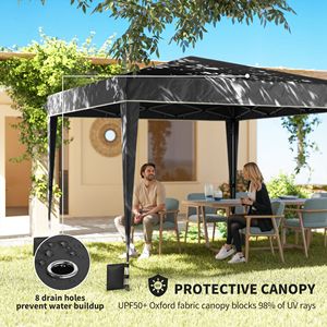 Tenda a Baldacchino Pop-up Nera 3x3 Metri con Pareti Laterali UPF50+, Riparo Istantaneo Portatile da Esterno con Borsa per il Trasporto - Product Image 6