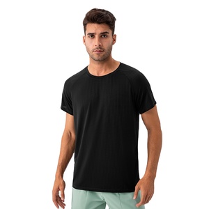 Camisetas de cuello redondo de alta calidad de secado rápido y alta elasticidad Nylon Spandex Gym Fitness Workout Reglan Camiseta de manga corta para hombres - Product Image 4