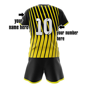 Ensemble d'uniformes de football personnalisés rouge et noir, maillot de football à manches courtes, short assorti, tenue de sport rayée, vêtements de sport pour équipe - Product Image 5