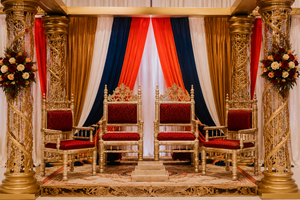 Mandap de mariage traditionnel tamil moderne en FRP doré, cristal, personnalisé, en fibre spirale légère, détachable, vente en gros - Product Image 6