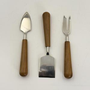 Juego de herramientas para cortar queso de acero inoxidable más vendido con mango de madera, juego de cuchillos y espátulas para queso, cubertería de mesa plateada - Product Image 4