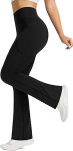 <b>Women's</b> High Quality Simple High Waist <b>Flared</b> Bootcut Full Length Solid Yoga <b>Leggings</b> Pockets Breathable Seamless - Product Image 4