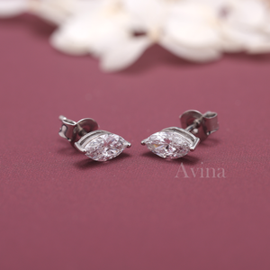 IGI Certified Lab Grown Diamond Marquise <b>Stud</b> Earrings Solid 925 Sterling <b>Silver</b> Solitaire Diamond <b>Stud</b> Earrings - Product Image 1
