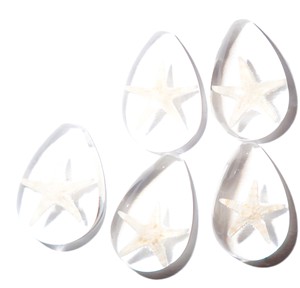 Starfish Real Specimen Plastic Cabochon Pear Shape Cut <b>Top</b> 33x22 mm Clear Flat Bottom for Crafts and Jewelry Making - Product Image 1