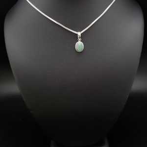 Collier pendentif ovale en aventurine verte, chaîne en argent plaqué or, bijoux délicats en argent sterling avec pierre verte, cadeau pour femmes et hommes - Product Image 2