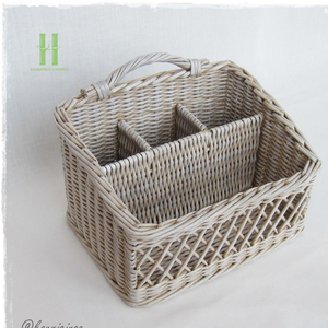TOP SELLER Eco-Friendly Rattan <b>Kitchen</b> Utensil Organizer Basket Maddy <b>Caddy</b> Multi Compartment Storage for Spoon Fork Knife - Product Image 4