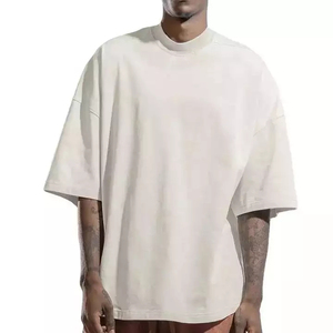 Camiseta Blanca Oversize de Manga Corta con Cuello Redondo para Hombre, Color Sólido, Casual, 100% Algodón Jersey, Diseño Liso - Product Image 1
