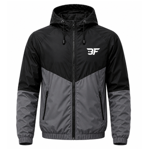 Chaqueta Cortavientos Ligera Personalizada para Hombre con Logotipo Personalizado, Cierre de Cremallera, Capucha, Impermeable, para Deportes al Aire Libre - Product Image 1