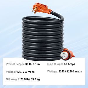 Cavo di Alimentazione per Camper da 9 Metri, 50 Ampere, Resistente, STW 6/3 + 8/1, con Indicatore LED, Spina Maschio NEMA 14-50P e Spina Femmina NEMA SS2-50R - Product Image 4
