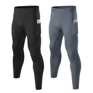 Leggings de compression noirs pour hommes, taille élastique, séchage rapide, coupe sportive, légers, en spandex et polyester, pantalons de sport - Product Image 5
