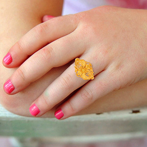 Bloom and Blossom <b>Kids</b> Gold <b>Ring</b> Luxury Gold Finish Flower Design <b>Ring</b> for <b>Kids</b> Traditional Floral Openwork Fashion <b>Ring</b> - Product Image 2