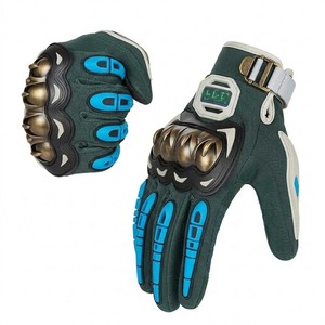 Gants de motocross à doigts entiers vert/violet en polyester/nylon avec revêtement en polyuréthane, imperméables, respirants, antidérapants, protection de la paume - Product Image 3