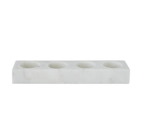 Support à bougies en marbre blanc créatif de fabrication indienne avec quatre trous pour l'éclairage de la table - Product Image 1