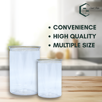 Bocaux alimentaires cylindriques en PET de haute qualité, diamètre 120 mm, à large ouverture, avec couvercles en aluminium à clipser, pour boissons, café, vin, bière, soda, champagne