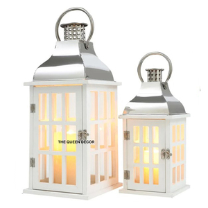 <b>Marvelous</b> Design Rose Gold Finish Metal Candle Lantern With Handle Sets of 2 Clear Glass & Hanging Use Tabletop Accessory - Product Image 5