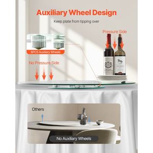 Piatto Girevole Lazy Susan in Vetro Temperato da 30 Pollici, Silenzioso e Fluido, con 6 Ruote Rotanti, Centrotavola per Tavolo da Pranzo, Rotazione a 360 Gradi - Product Image 5