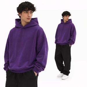 Wholesale Oversized Men's Solid <b>Winter</b> <b>Hoodies</b> Custom Logo OEM Service Heavyweight Blank Pullover Fleece Breathable Streetwear - Product Image 4