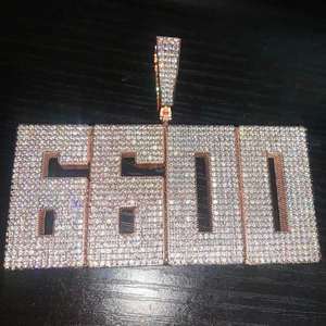 Colgante con inicial personalizada, plata de ley 925, chapado en oro de 14K/18K, moissanita VVS, joyería hip hop para hombre - Product Image 3