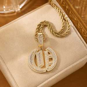 Personalized A-Z Letter Pendant, Iced Out Old English Necklace, Unisex Hip Hop Jewelry - Product Image 6