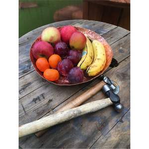Plateau de service rond en cuivre pur martelé à la main, plat décoratif pour fruits, assiette de rangement alimentaire en métal pour la maison, l'hôtel, la décoration de mariage - Product Image 1
