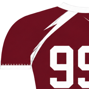 Camiseta Deportiva de Compresión, Manga Corta, Color Granate y Blanco, Cuello Redondo, Diseño Gráfico de Rayo, para Entrenamiento Atlético - Product Image 3