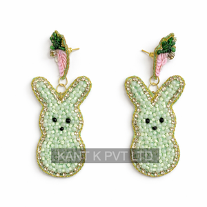 Pendientes de Joyería Bohemios para Novia, con Cuentas Redondas de Cristal y Bordado, para el Día de la Boda - Product Image 6