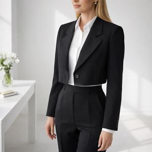 Blazer Corto de Mujer, Corte Regular, Tejido de Poliéster y Algodón, de la India - Product Image 2