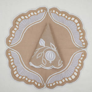 Custom Embroidered Linen Napkin Scalloped Edge Natural Flax Linen <b>Table</b> Luxury Handmade <b>Dining</b> <b>Table</b> Linen Wedding Decoration - Product Image 1