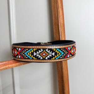 Collar de perro de lujo de cuero con múltiples cuentas de estilo occidental hecho a mano Real, Collar de mascota personalizado ajustable duradero acolchado de cuero genuino - Product Image 2