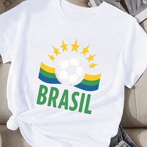 Camiseta Deportiva Casual de Mujer con Estampado de Fútbol Brasileño, Tejido de Poliéster - Product Image 2