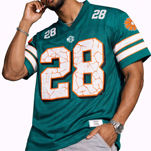 Camiseta Deportiva de Fútbol Americano para Hombre, Verde, de Malla, con Estampado de Número, Transpirable, de Poliéster, Ropa Deportiva de Equipo, Proveedor Mayorista OEM ODM - Product Image 1