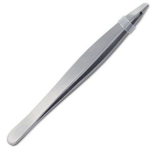 Pince à épiler pour extensions de cils et sourcils, faite à la main, de qualité supérieure, à pointe inclinée, couleur noire, en promotion - Product Image 3