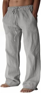 MOMENTUM Men's Brown Canvas Sweatpants <b>Nylon</b>/Cotton Quick Dry Elastic Waist Drawstring Casual <b>Joggers</b> Side Pockets Lightweight - Product Image 2