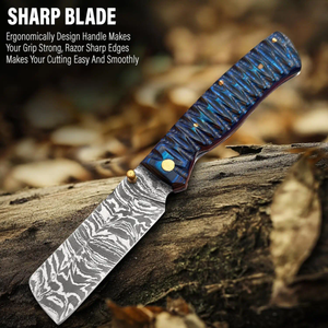 Cuchillo de Caza de Acero de Damasco con Alto Contenido de Carbono, Grabado, para Coleccionistas, con Funda de Cuero, para Uso en Exteriores, Envío Directo OEM - Product Image 4