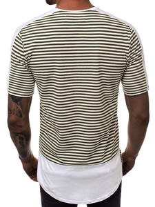 Camiseta de Cuello Redondo a Rayas para Hombre de Alta Calidad, Algodón Suave, Corte Ajustado, Estilo Casual Urbano, Logotipo Personalizado, Pedidos al por Mayor - Product Image 6