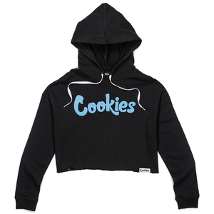 <b>Cookies</b> Women's Pink Cropped Hoodie Embroidered Letter Logo Fleece Sweatshirt Autumn Streetwear - Product Image 3