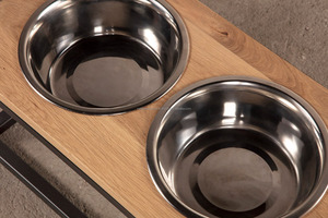 Alimentador para perros de comedor doble de madera Natural elevado con acabado personalizado, cuencos S/SD, soporte de tubo de Metal no automático, alimentación de mascotas en interiores - Product Image 4