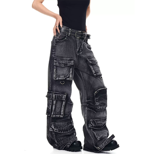 Jeans de Mezclilla Sólidos, Rectos, Oscuros, Casuales y Transpirables para Hombre, Venta al Por Mayor Directa de Fábrica, con Bordado, para Verano, Otoño e Invierno - Product Image 5