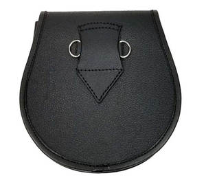 Sporran écossais artisanal écologique en cuir noir et tartan avec chaîne pour activités de plein air – Modèle Couronne Dorée - Product Image 3