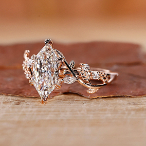 Bague de fiançailles en or rose 14K 18K avec moissanite cultivée en laboratoire certifiée IGI CVD HPHT VVS, forme marquise, cadeau de mariage, bijoux pour femmes, RB Gems - Product Image 1