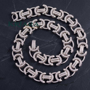 S925 Silver Rhodium Plated 10K Gold Plated Lab Grown Diamond Link Chain Hiphop Wedding <b>Statement</b> <b>Necklace</b> Luxury - Product Image 5