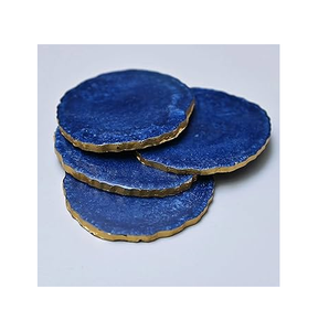 Gold Glitter Epoxy Resin <b>Coaster</b> Supplies New Arrival Deep Blue Color Gold Glitter <b>Heat</b> Resistant Wedding Gifts - Product Image 3